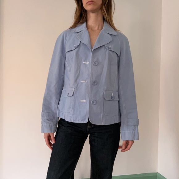 Cotton trench style jacket in sky blue from Tribal - Picture 2 of 11